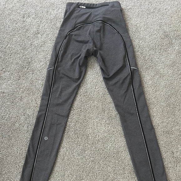 Lululemon Leggings. Grey with black pinstripes. - Picture 1 of 2